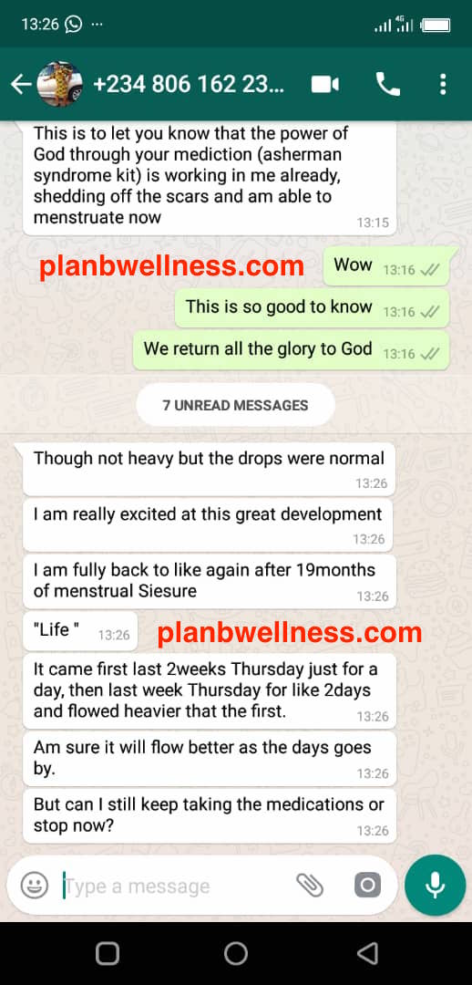 Asherman's Syndrom Treatment Testimony by Plan B Wellness Nigeria Limited